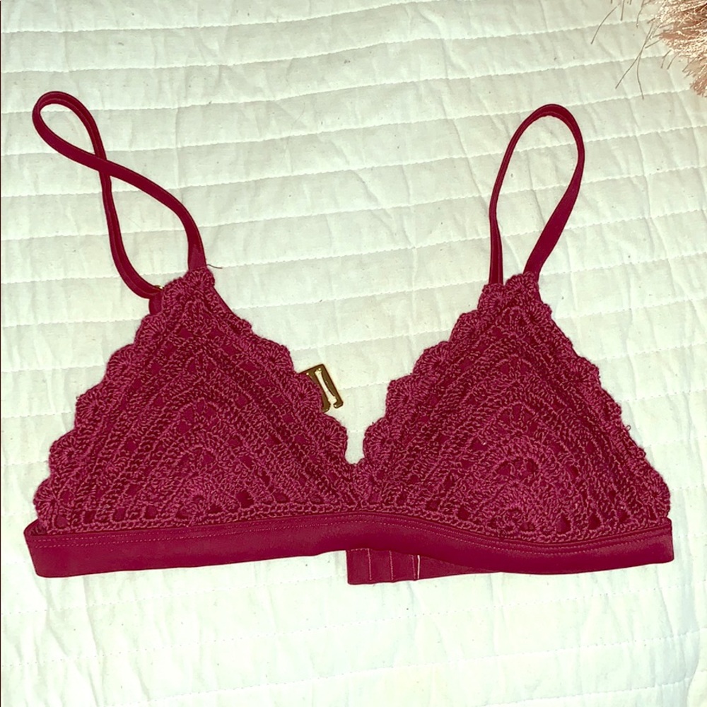 Burgundy crochet bikini top